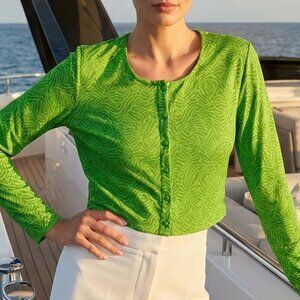 NWT ANDIE The Augusta Jacket cropped snap front resort wear M